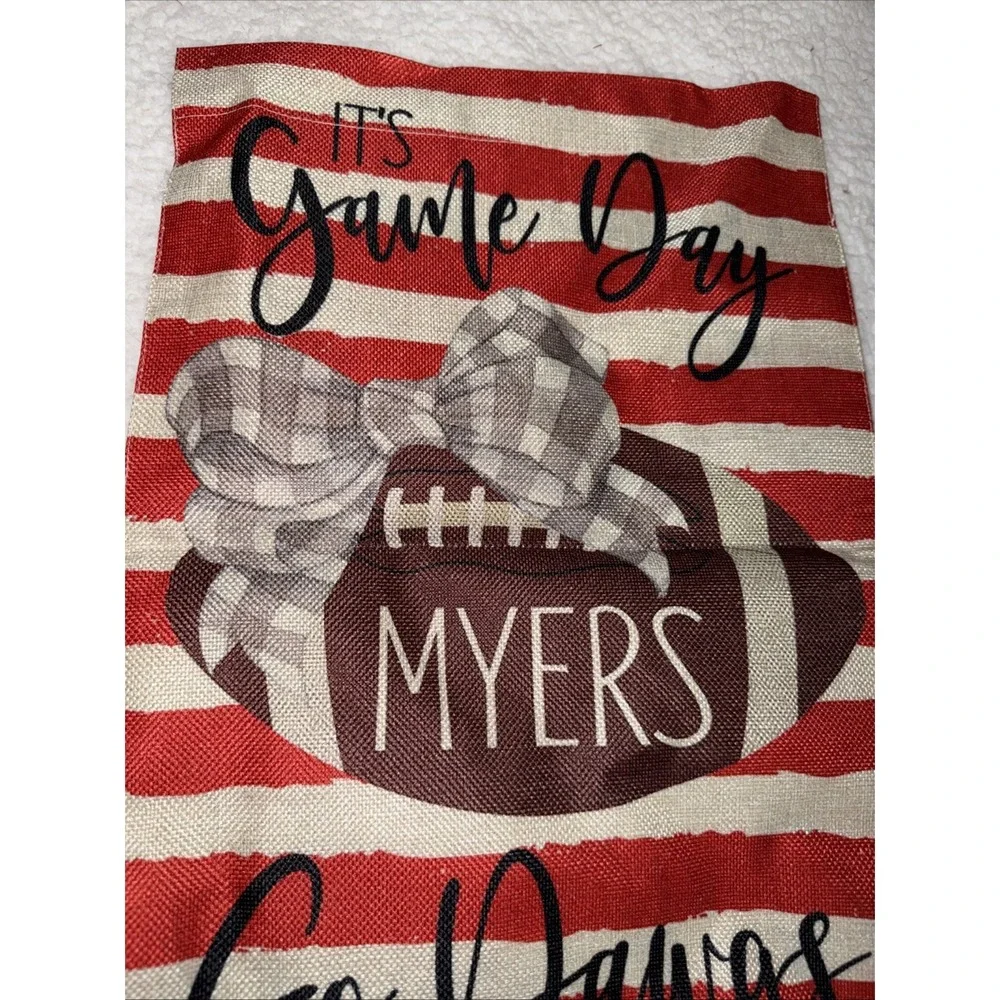 Football Game Day Garden Flag Sports Yard Go Dawgs Personalized Myers Bow